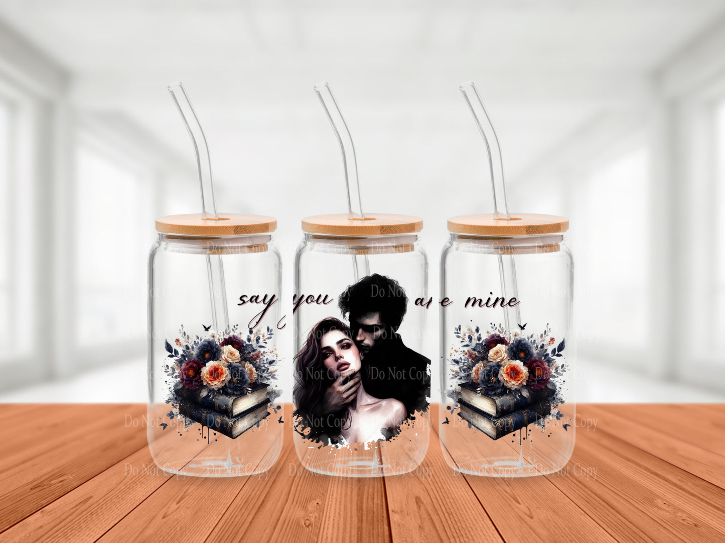 Sultry Couple Dark Romance Cold Brew Glass Tumbler - "Say your Mine"
