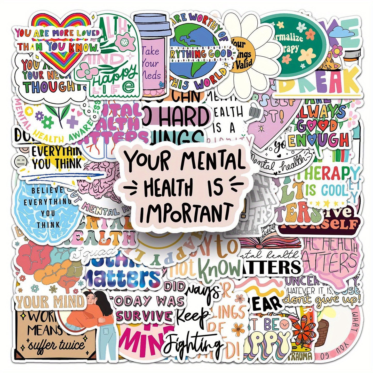 Mental Health inspirational assorted stickers - Random Selection