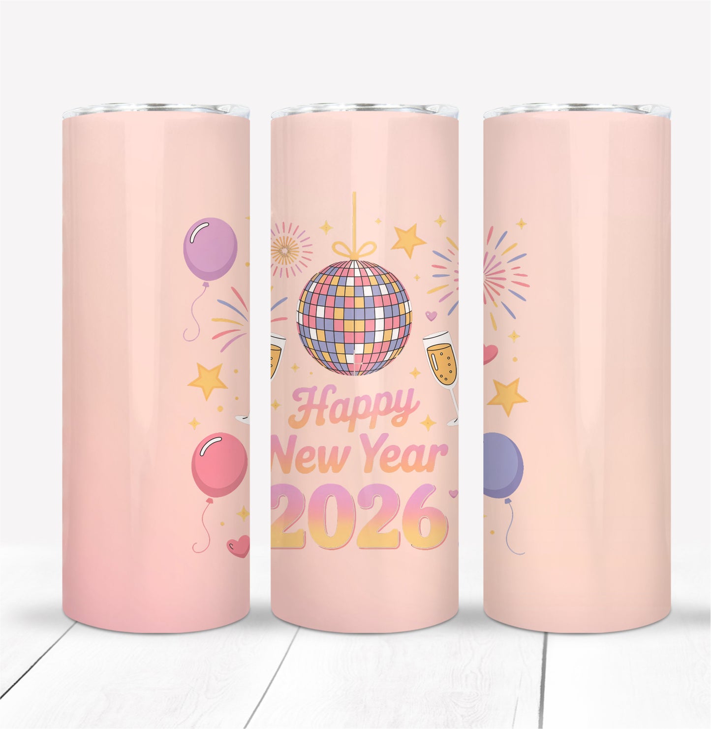 2026 Happy New Year with Disco Ball Tumbler