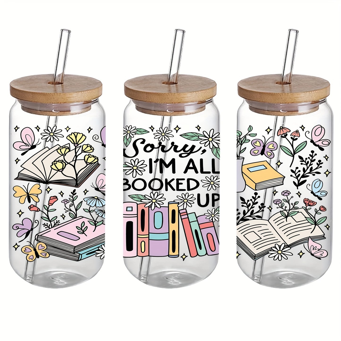 Reading 4 styles - Sorry I'm booked, It's a good day, The Reader, and Just one more chapter Cold Brew Glass tumbler - 16 oz