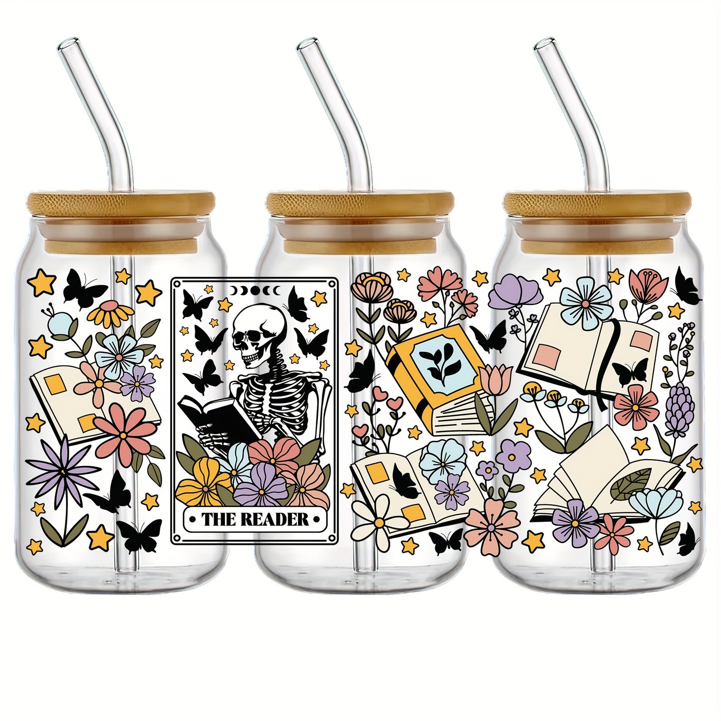 Reading 4 styles - Sorry I'm booked, It's a good day, The Reader, and Just one more chapter Cold Brew Glass tumbler - 16 oz