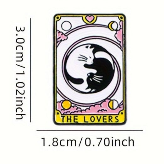 Cat Tarot card pins - The World, Ace of Paws, The Moon & The Lovers
