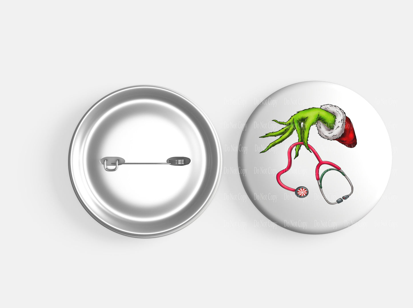 Grinch with Stethoscope for Nurse or CNA Button