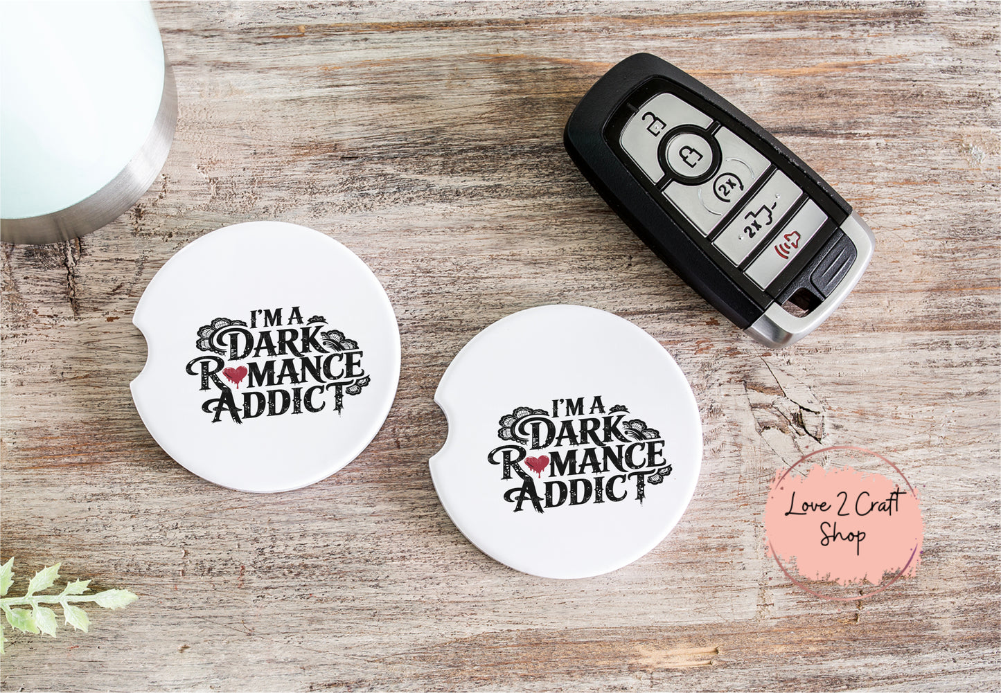 Dark Romance Addict with Red Heart Car Coasters