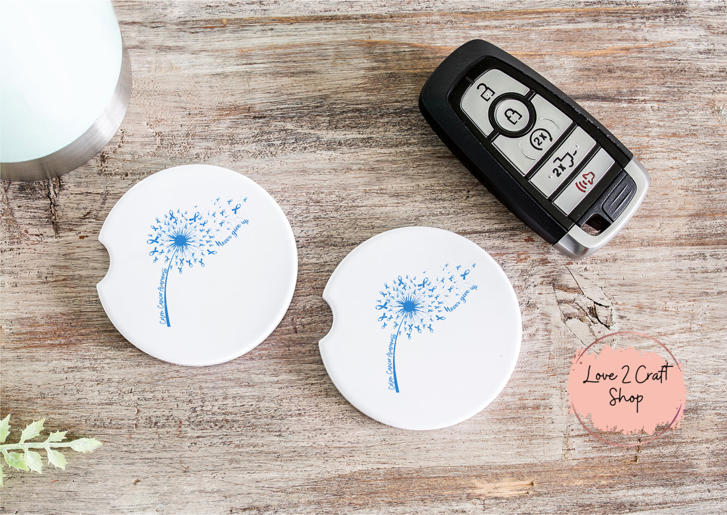 Colon Cancer Dandelion Blue ribbon Car Coasters