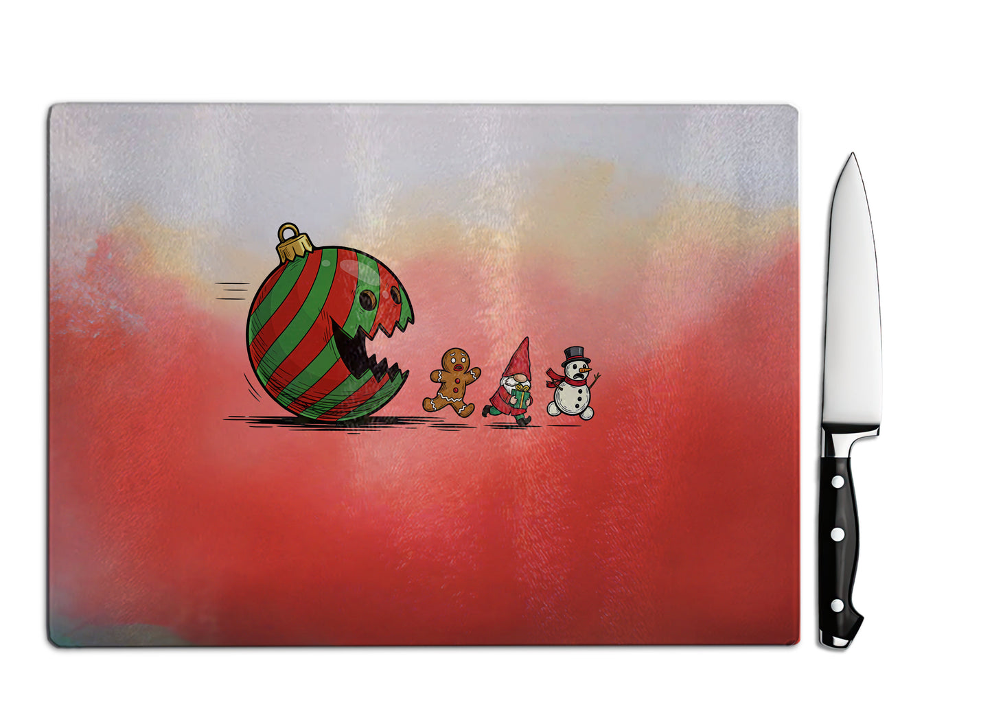 Christmas Ornament Ball Funny Gnome Glass Cutting Board