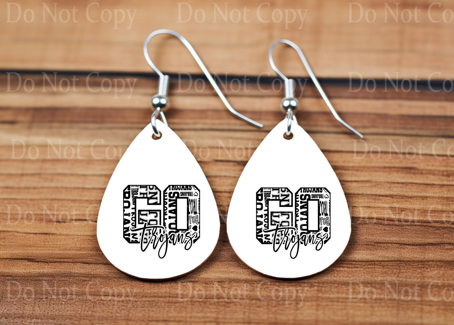 Go Trojans Black Typography Earrings