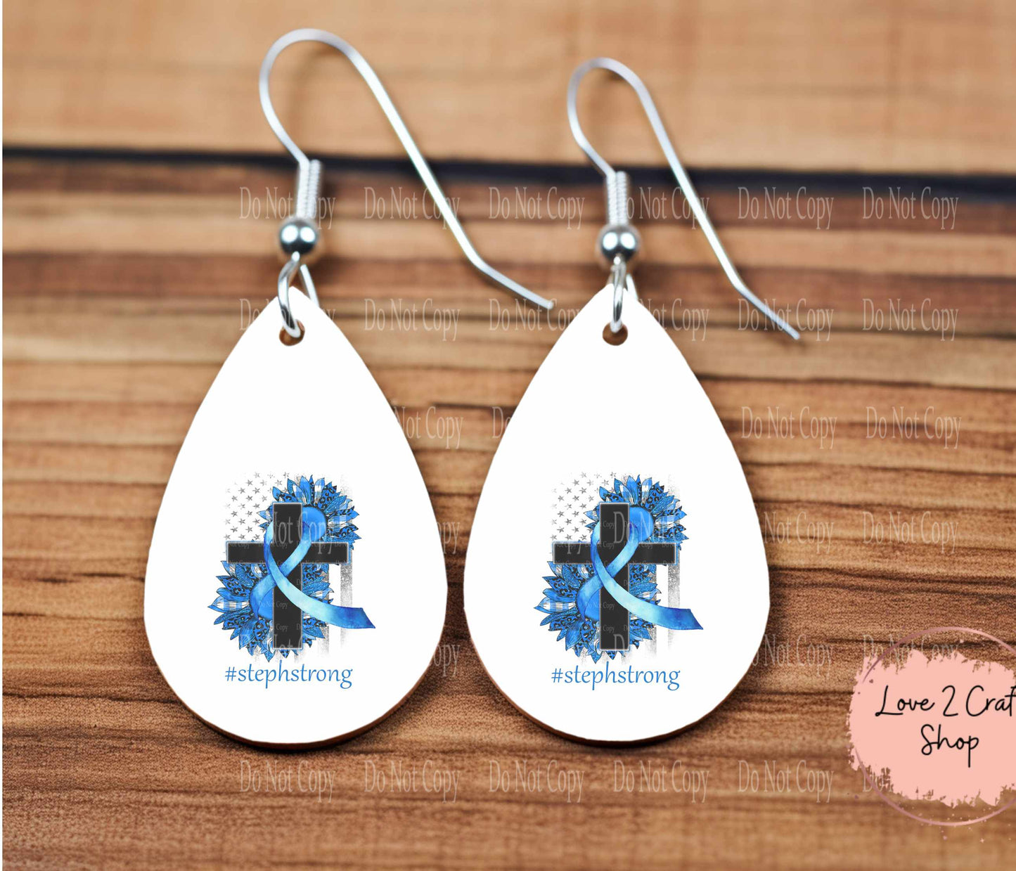 Colon Cancer Floral Cross Teardrop earrings