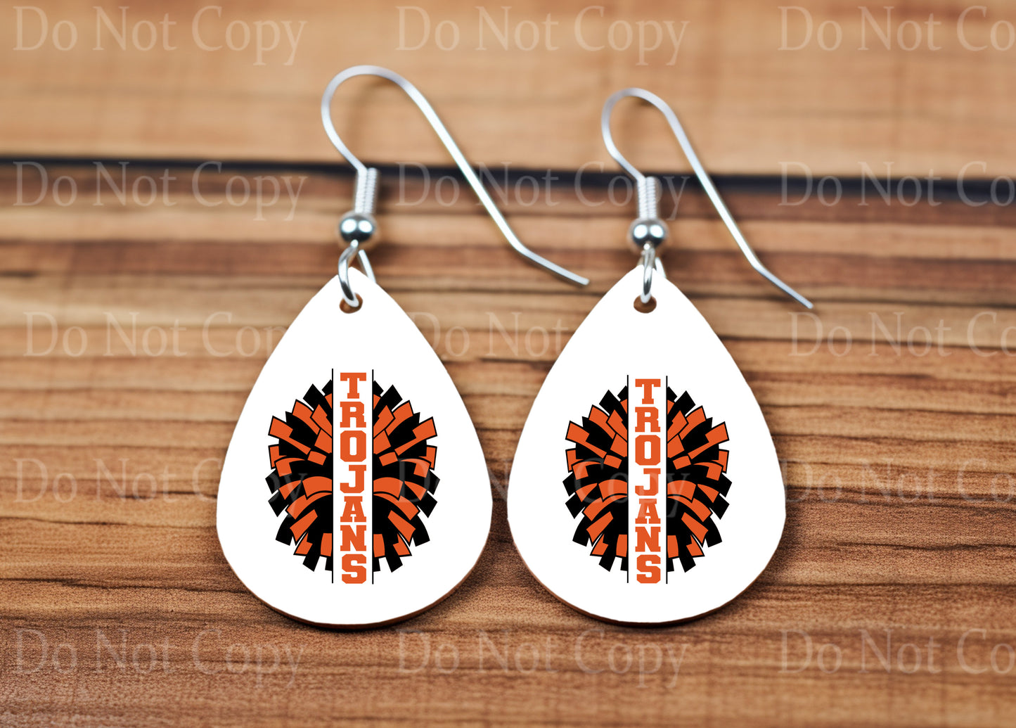 Trojans Cheer Pom Pom Teardrop Earrings