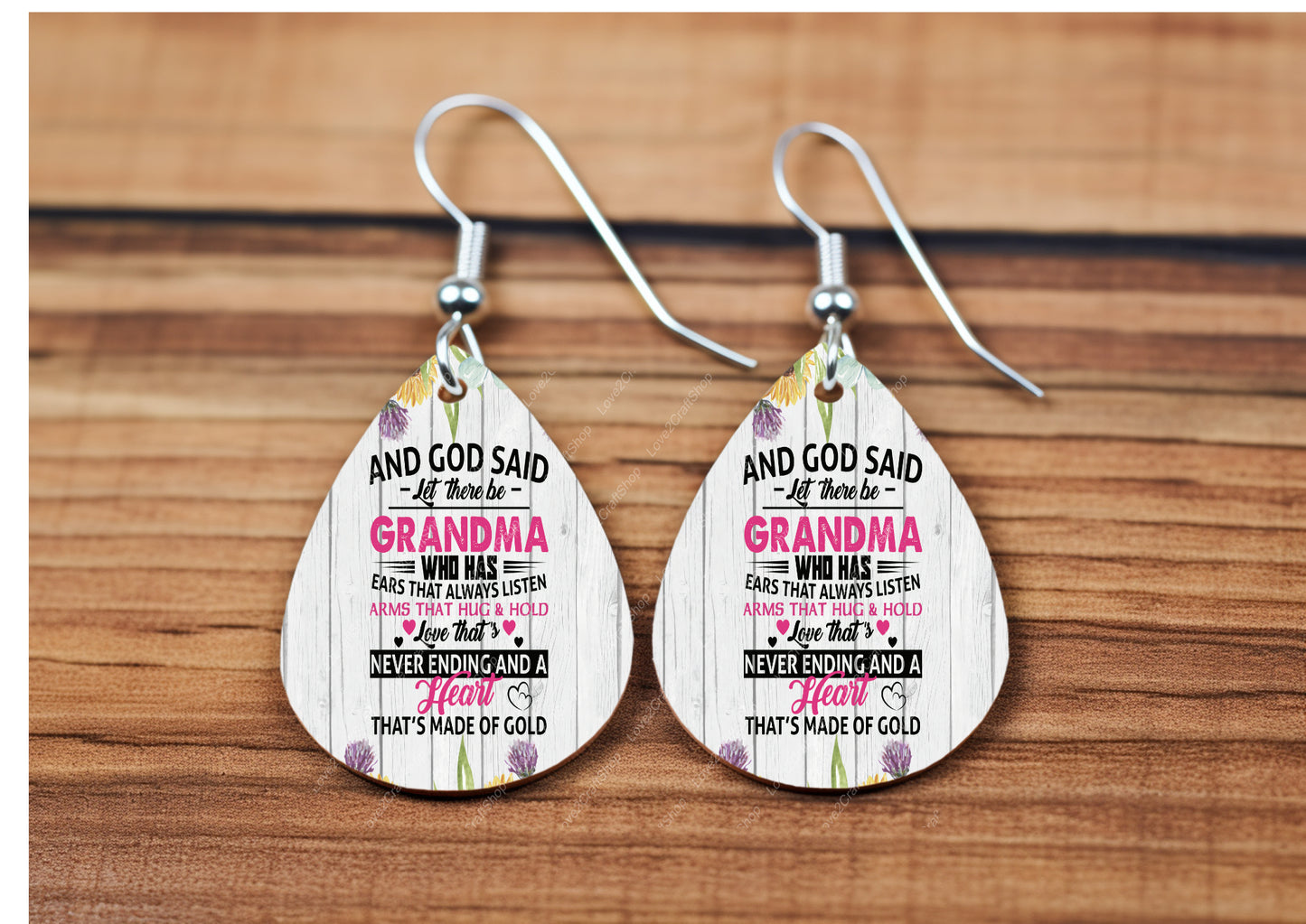 And God said let their be Grandma teardrop earrings