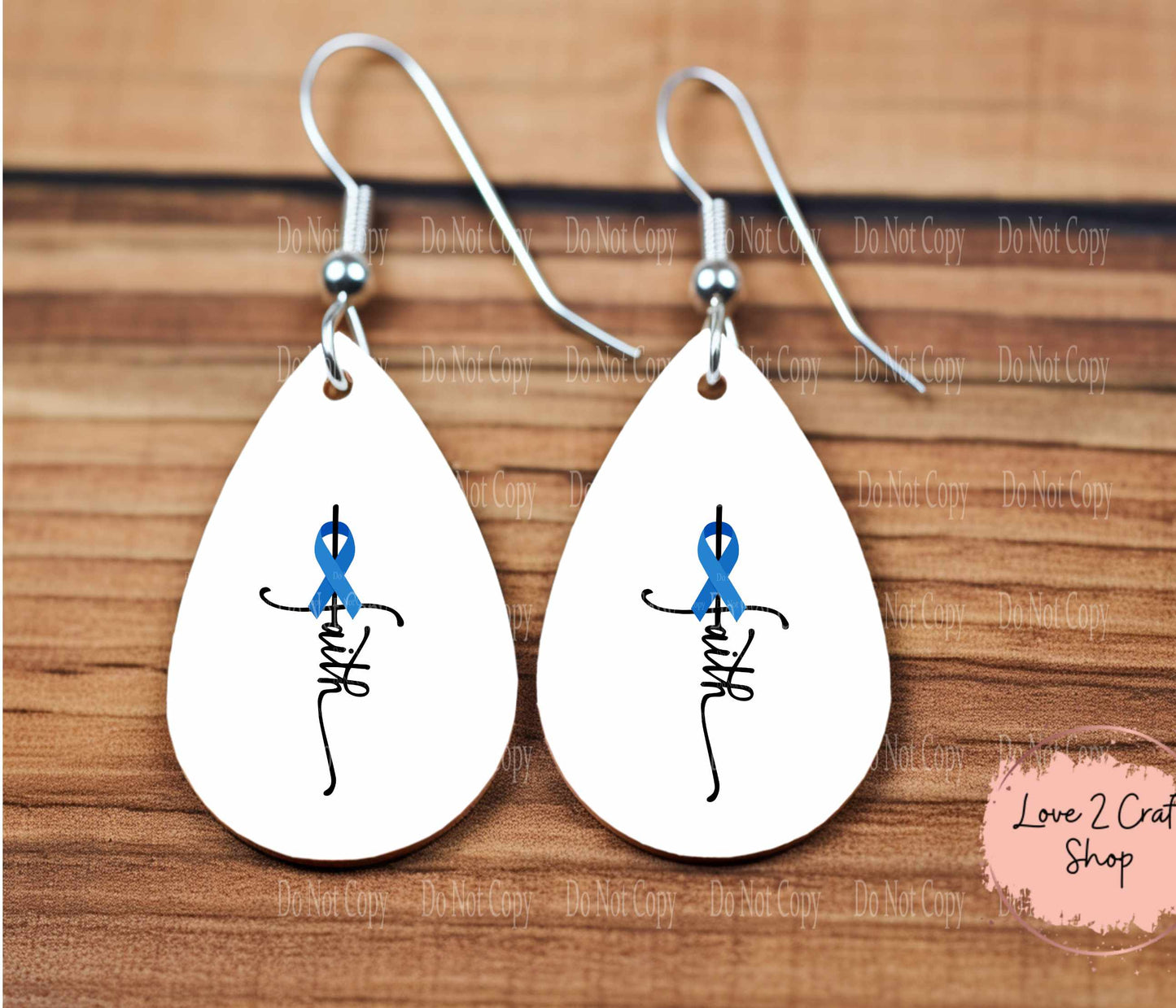 Colon Cancer Faith with Blue Ribbon earrings