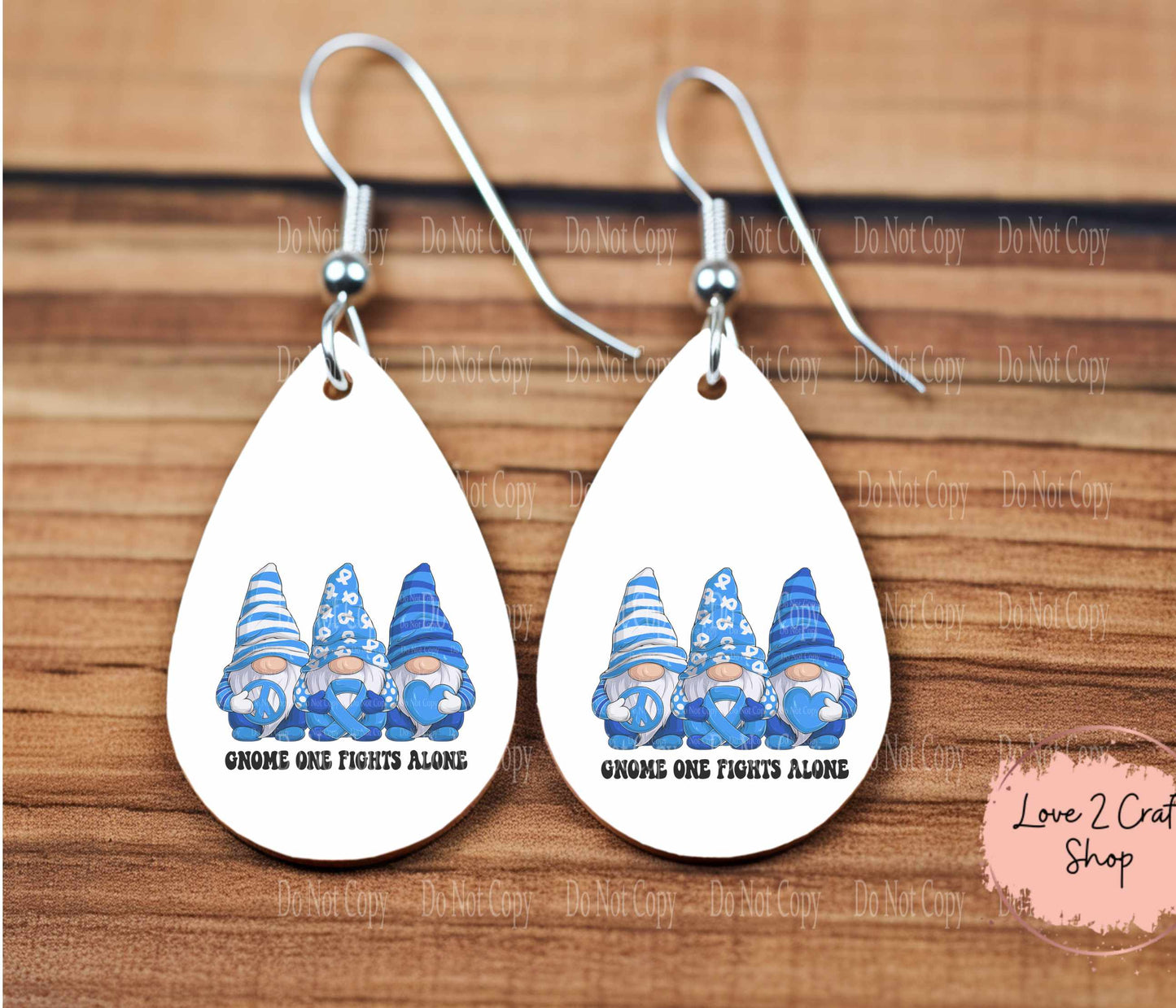 Colon Cancer Gnome One Fights Alone earrings