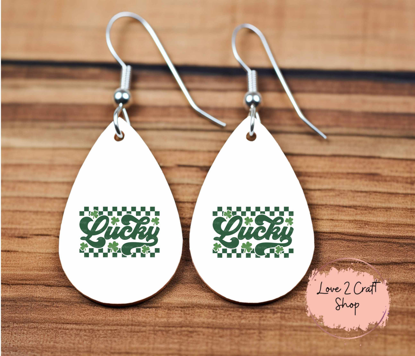 Retro Checkered Lucky St. Patrick's Day Teardrop earrings