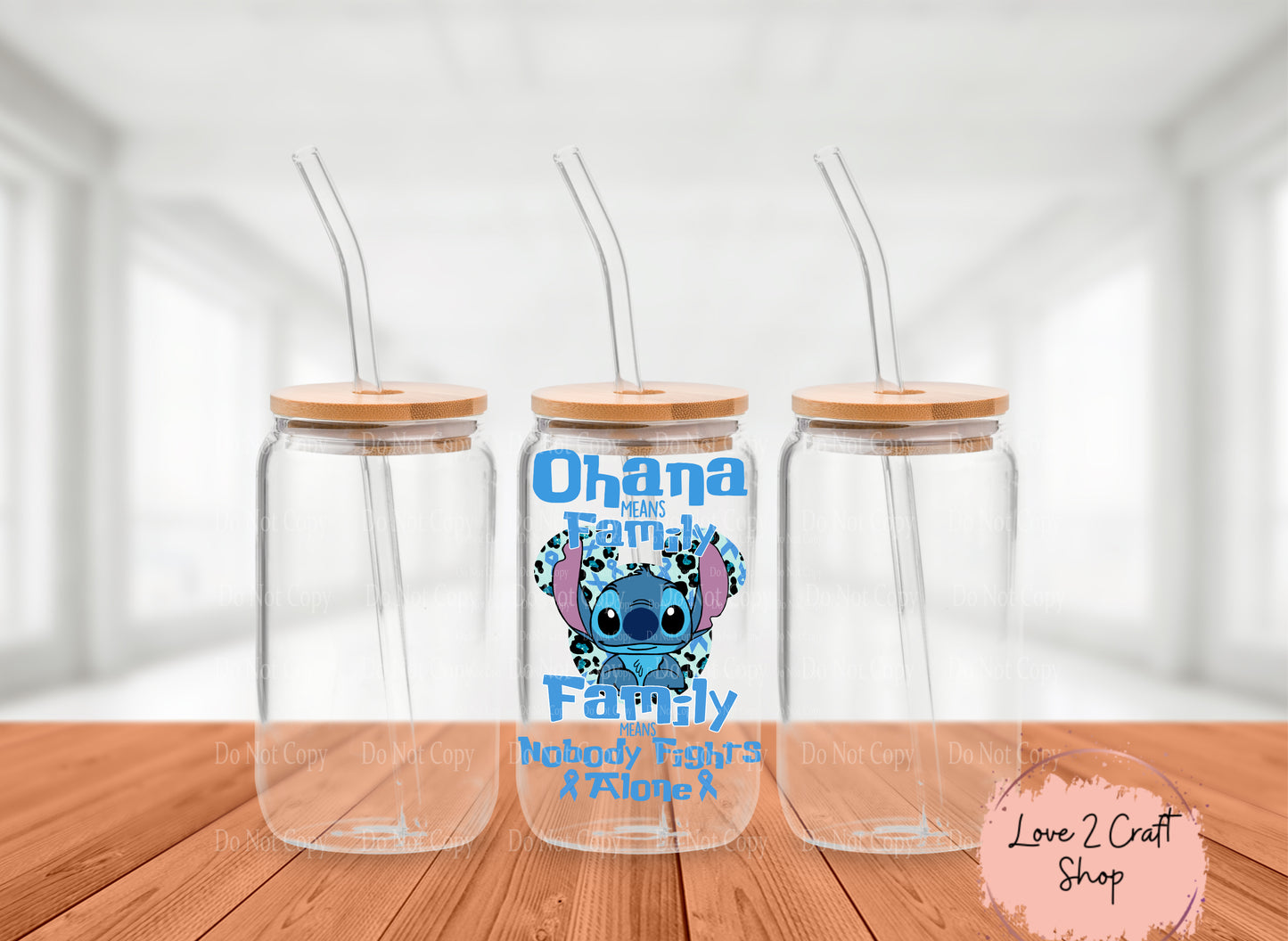 Colon Cancer Stitch Ohana means family Cold Brew Glass Tumbler