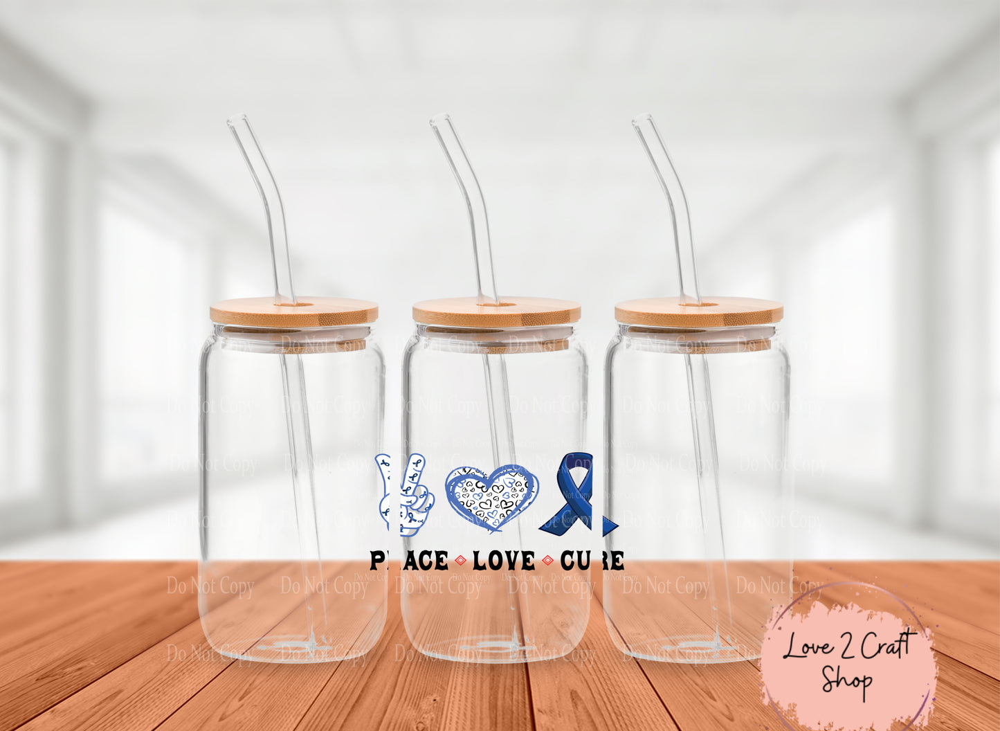 Colon Cancer Peace Love Cure Cold Brew Glass Tumbler