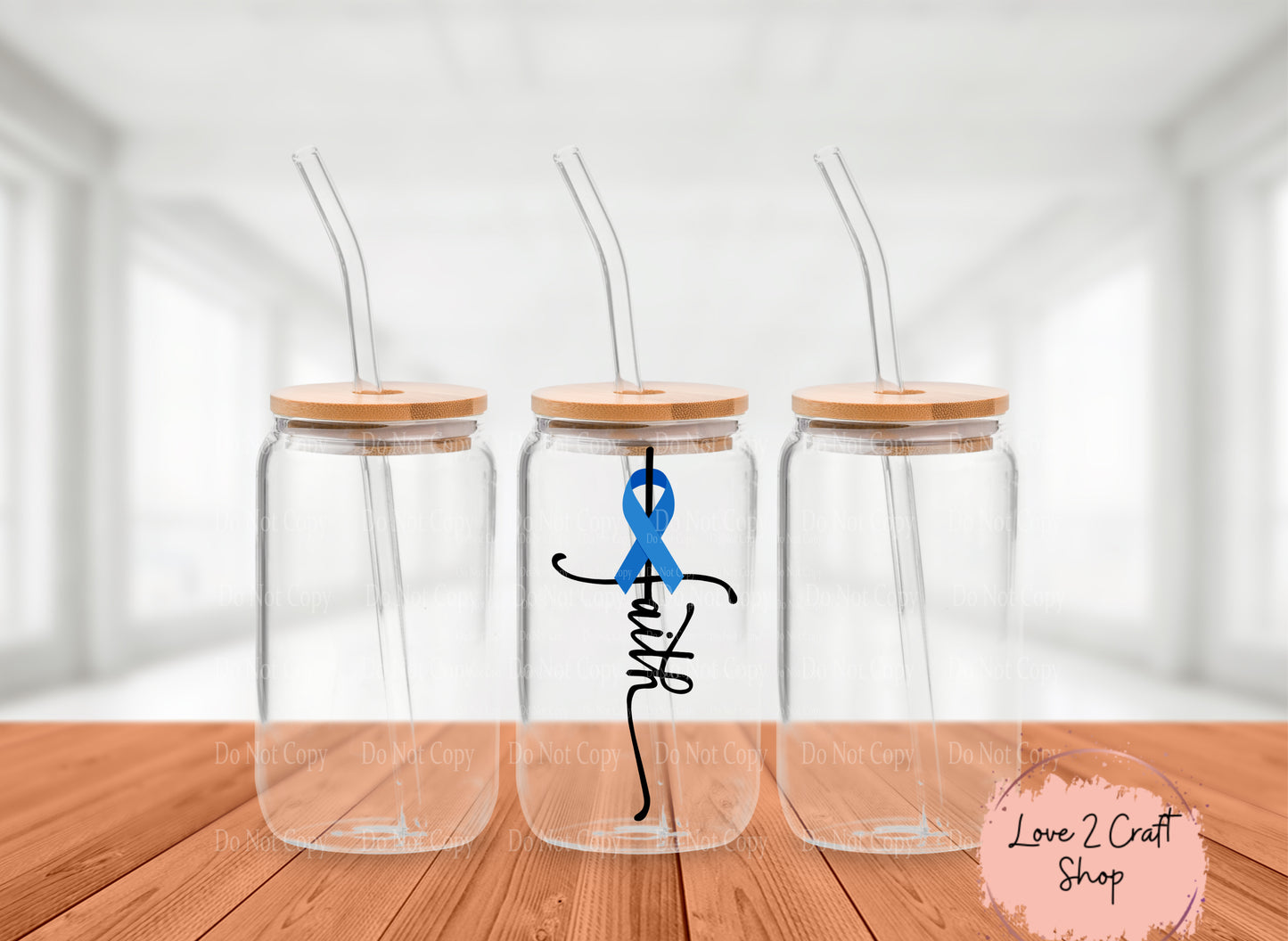 Colon Cancer Faith with Blue Ribbon Cold Brew Glass Tumbler