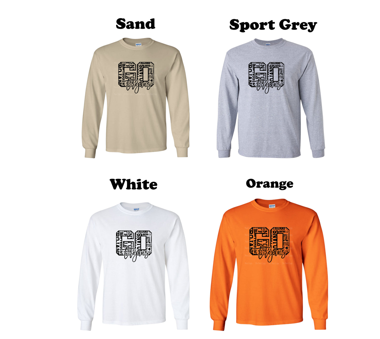Go Trojans Black Typography Long Sleeve