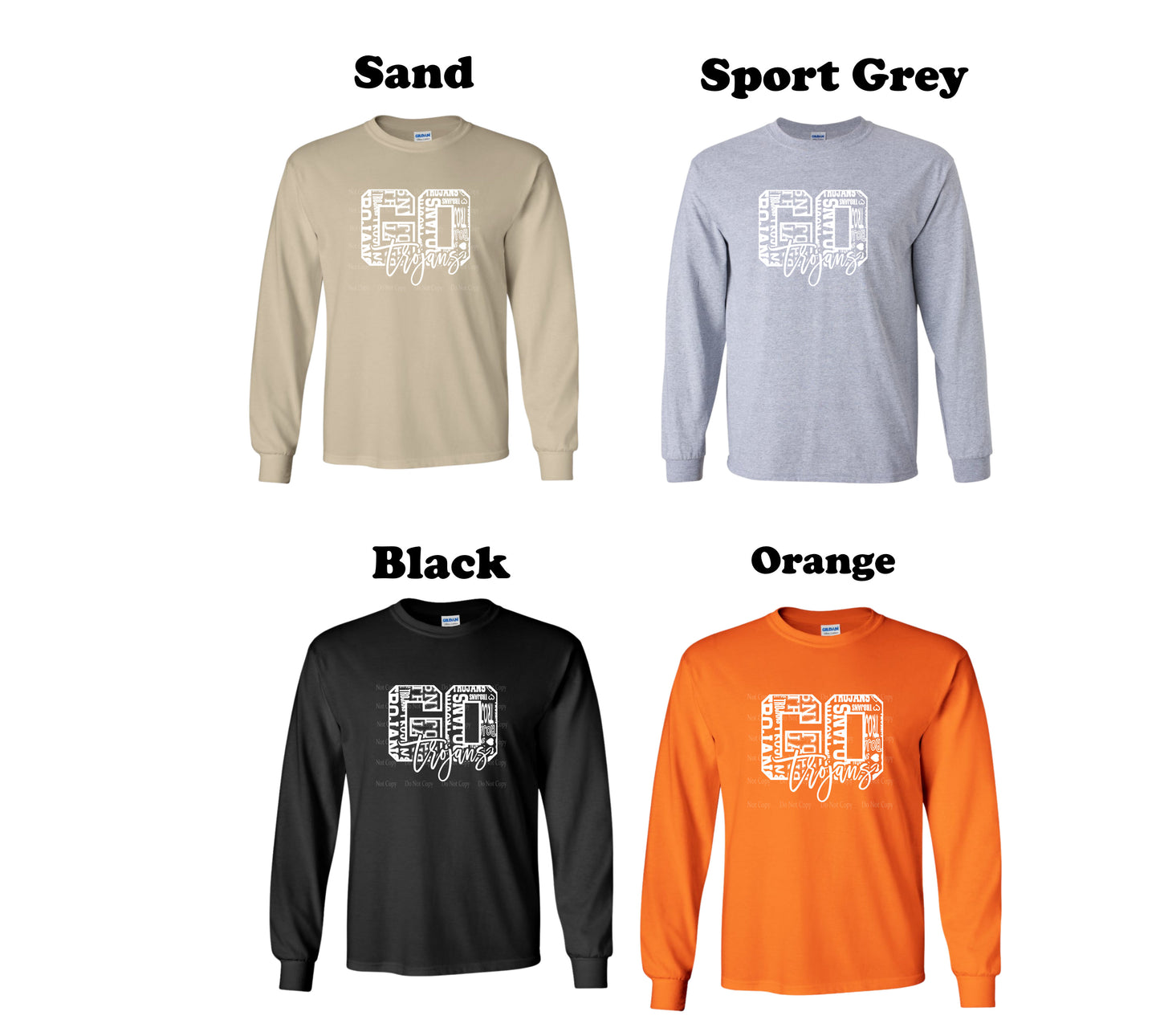 Go Trojans White Typography Long Sleeve