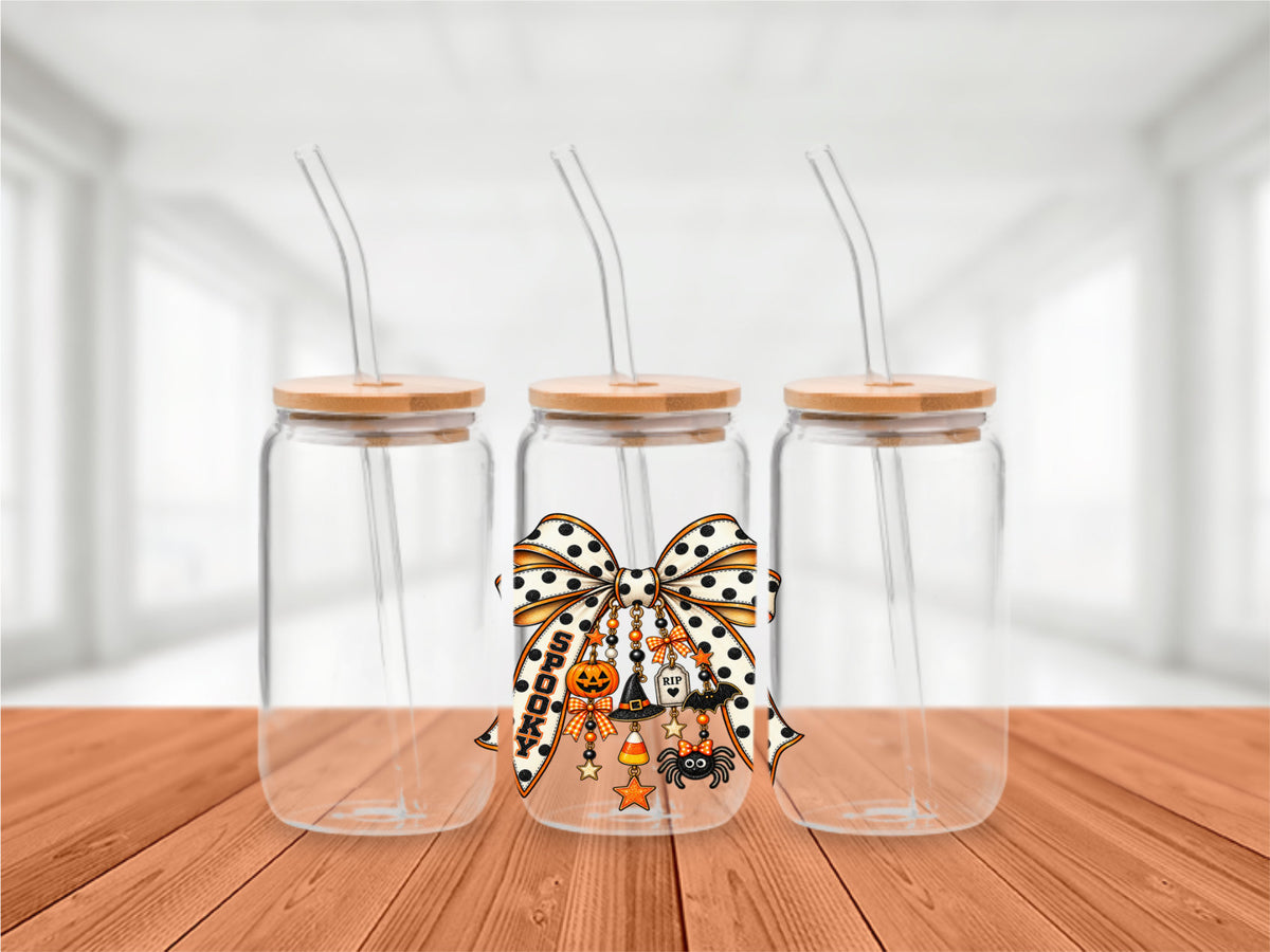 Halloween Coquette Bow with cute charms Cold Brew Glass Tumbler