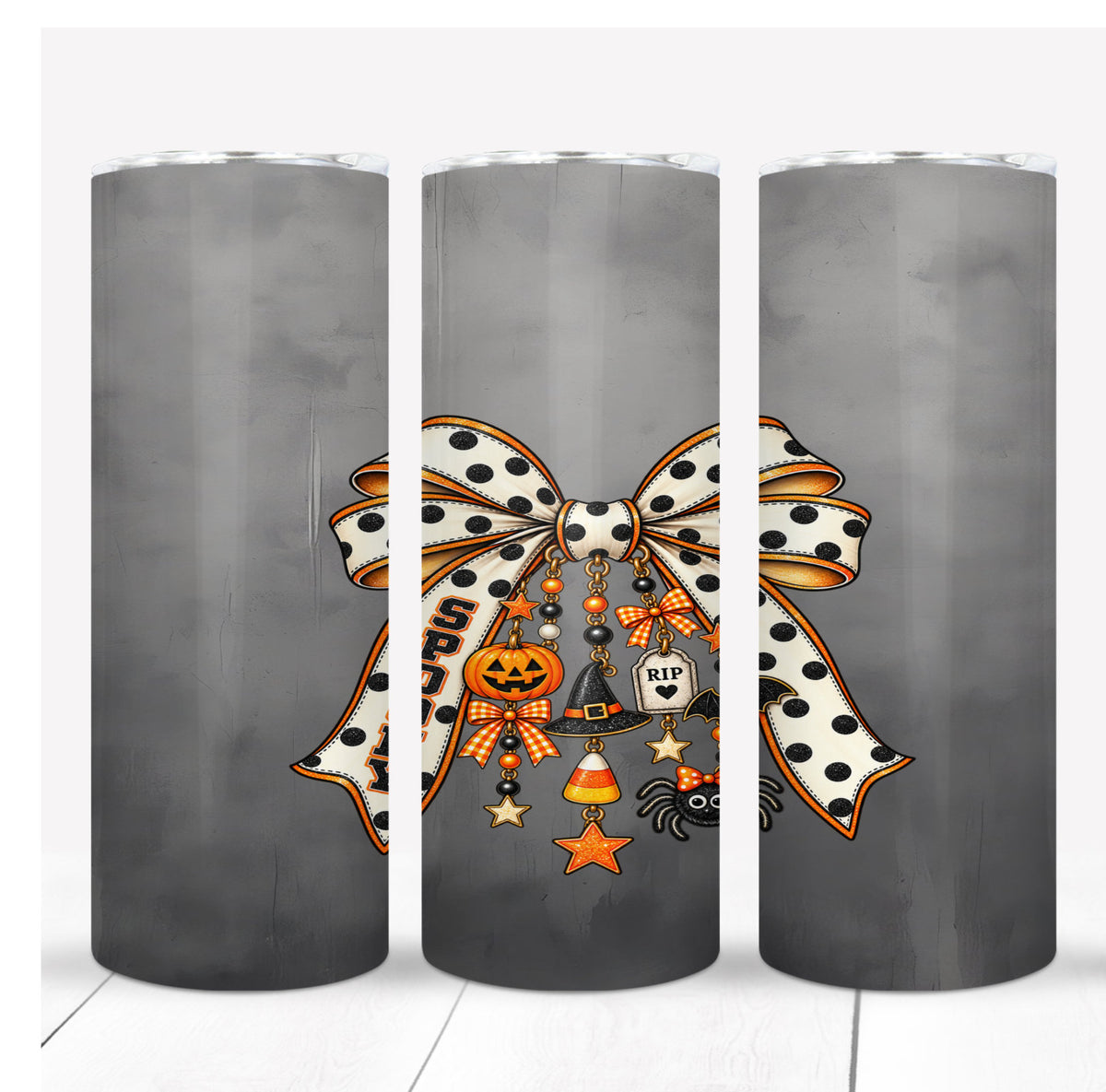 Halloween Coquette Bow with cute charms Tumbler