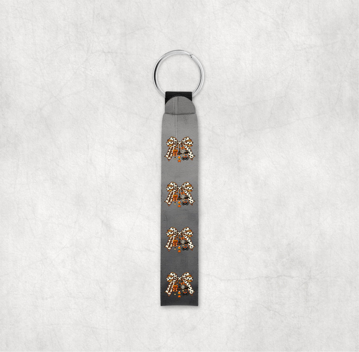 Halloween Coquette Bow with cute charms Wristlet Keychain
