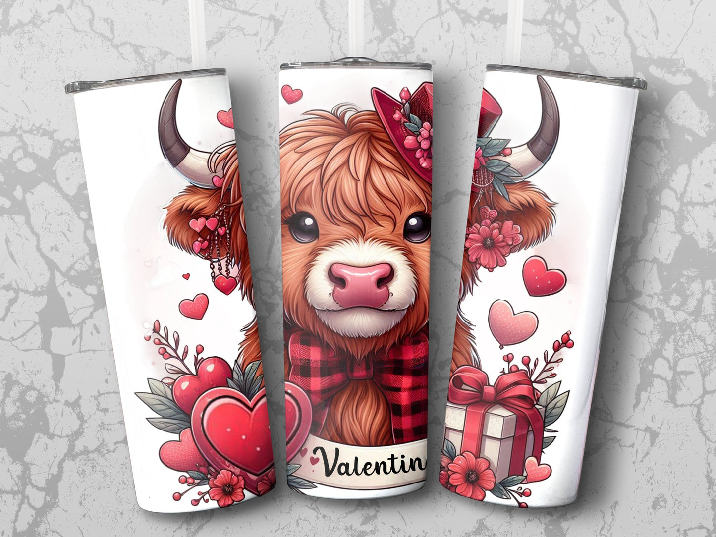 Highland Cow Valentine Tumbler 2