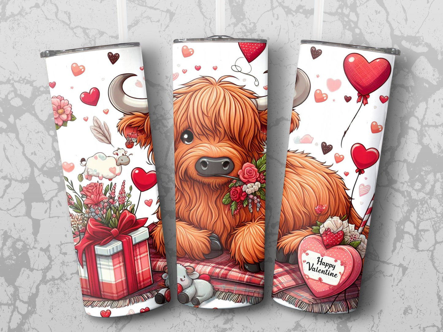 Highland Cow Valentine Tumbler 3