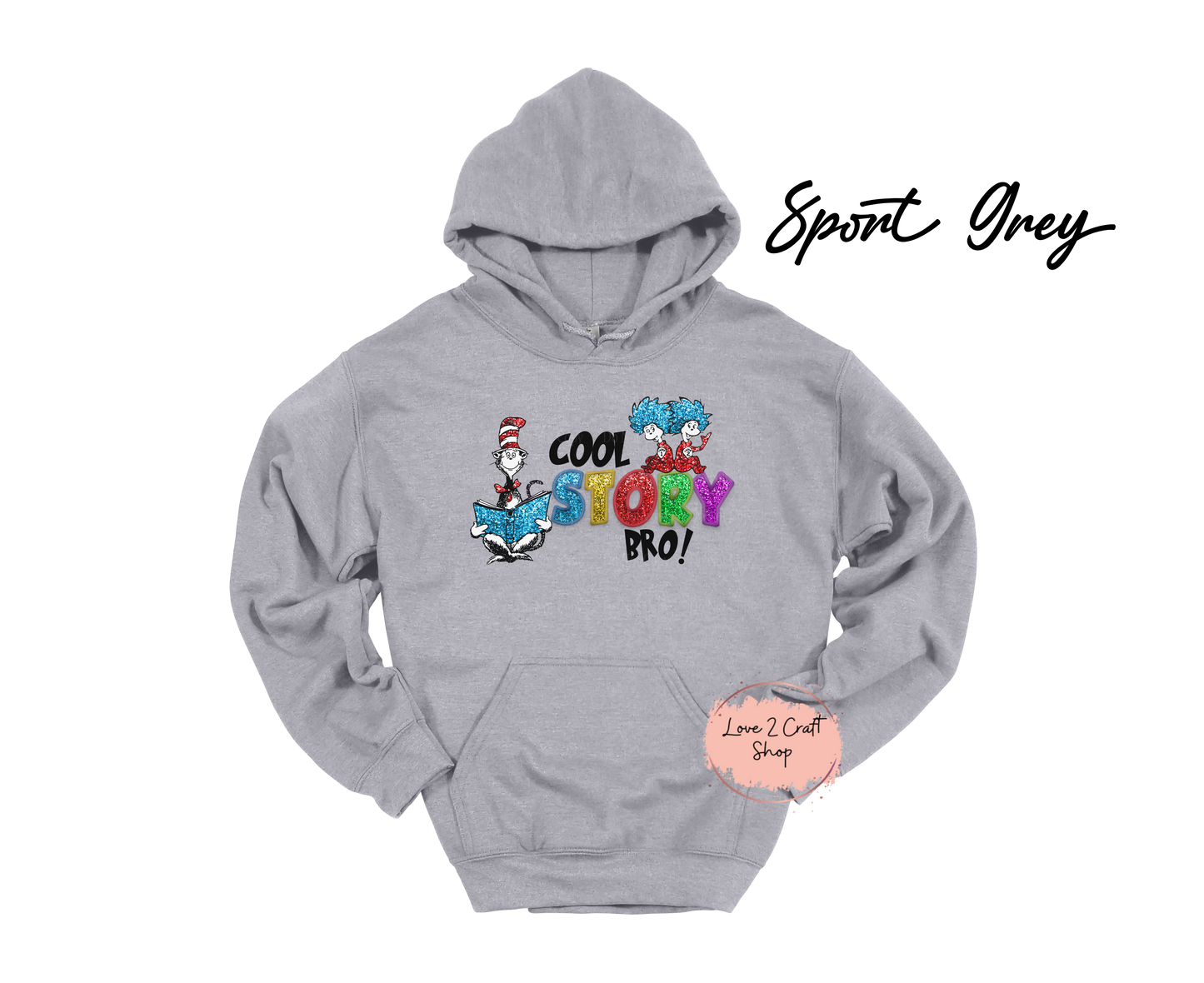 Cool Story Bro - Faux Glitter Cat in the Hat Hoodie