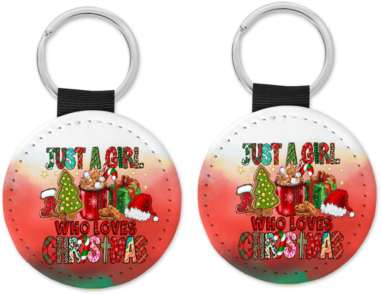 Just a Girl who loves Christmas Round Sparkly Key Chain