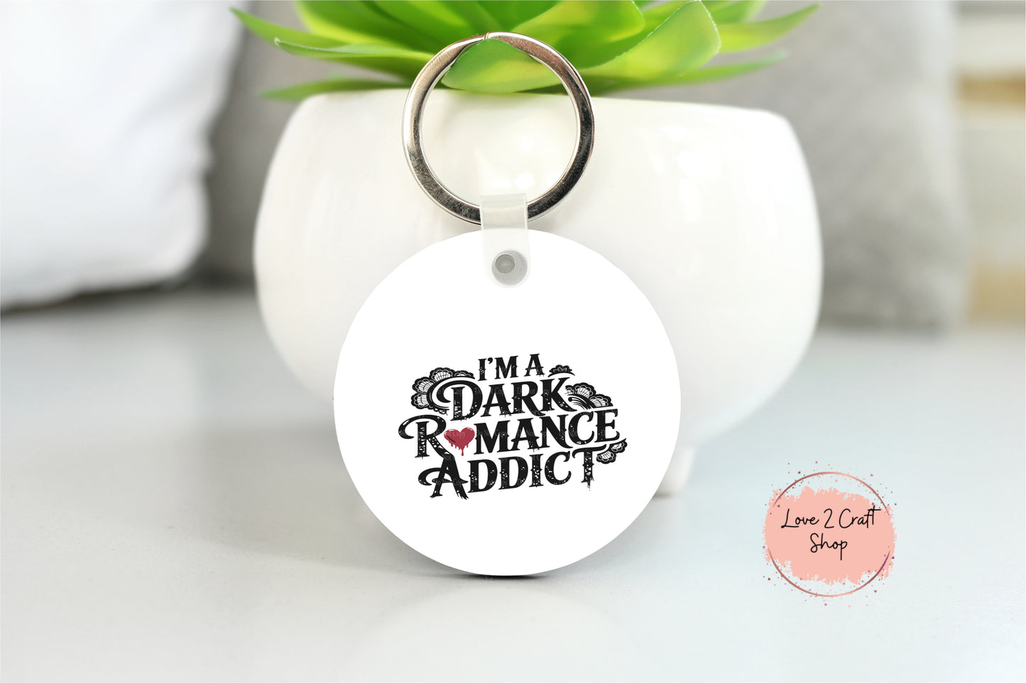 Dark Romance Addict with Red Heart Key chain