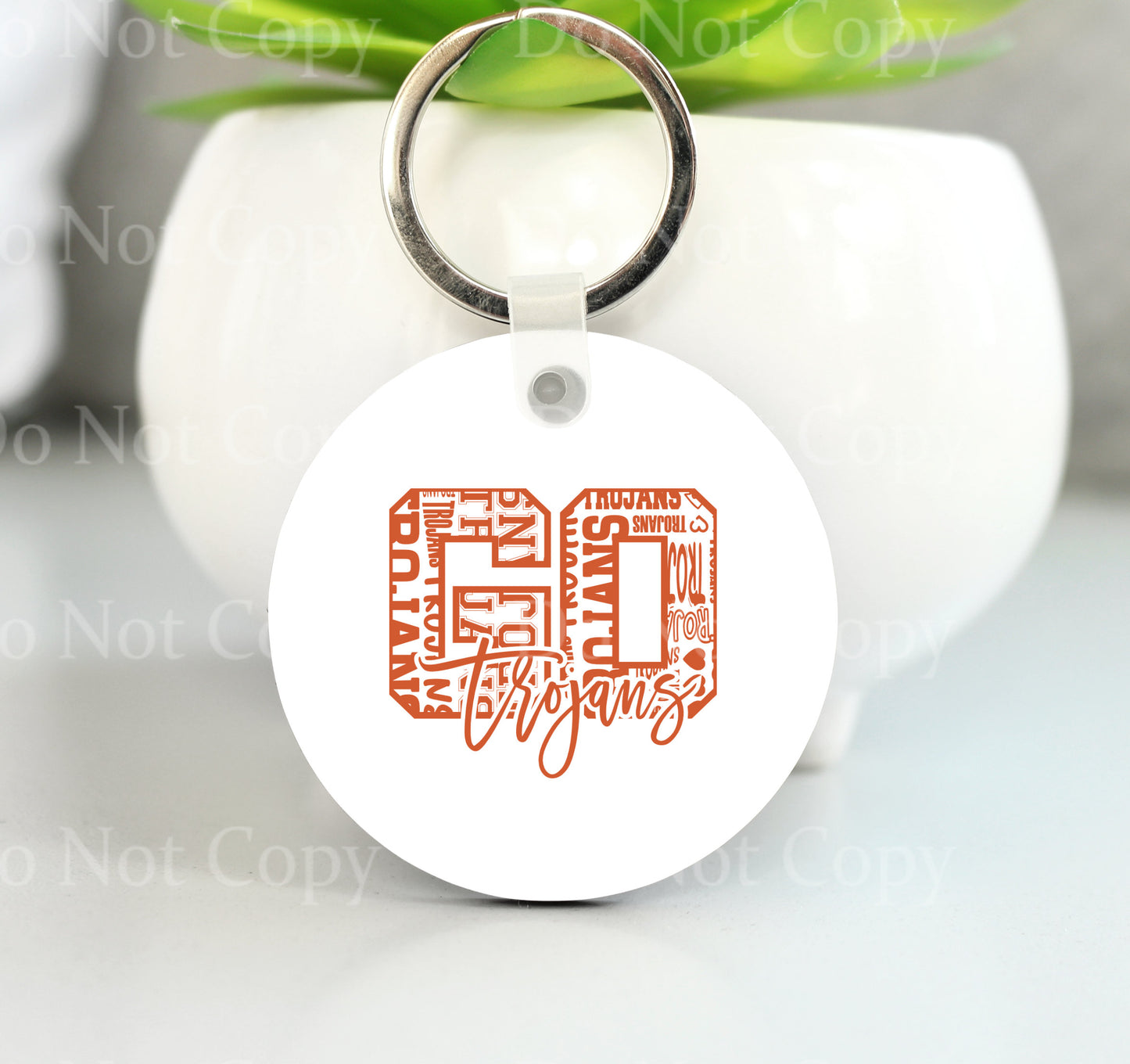 Go Trojans Orange Typography Key Chain