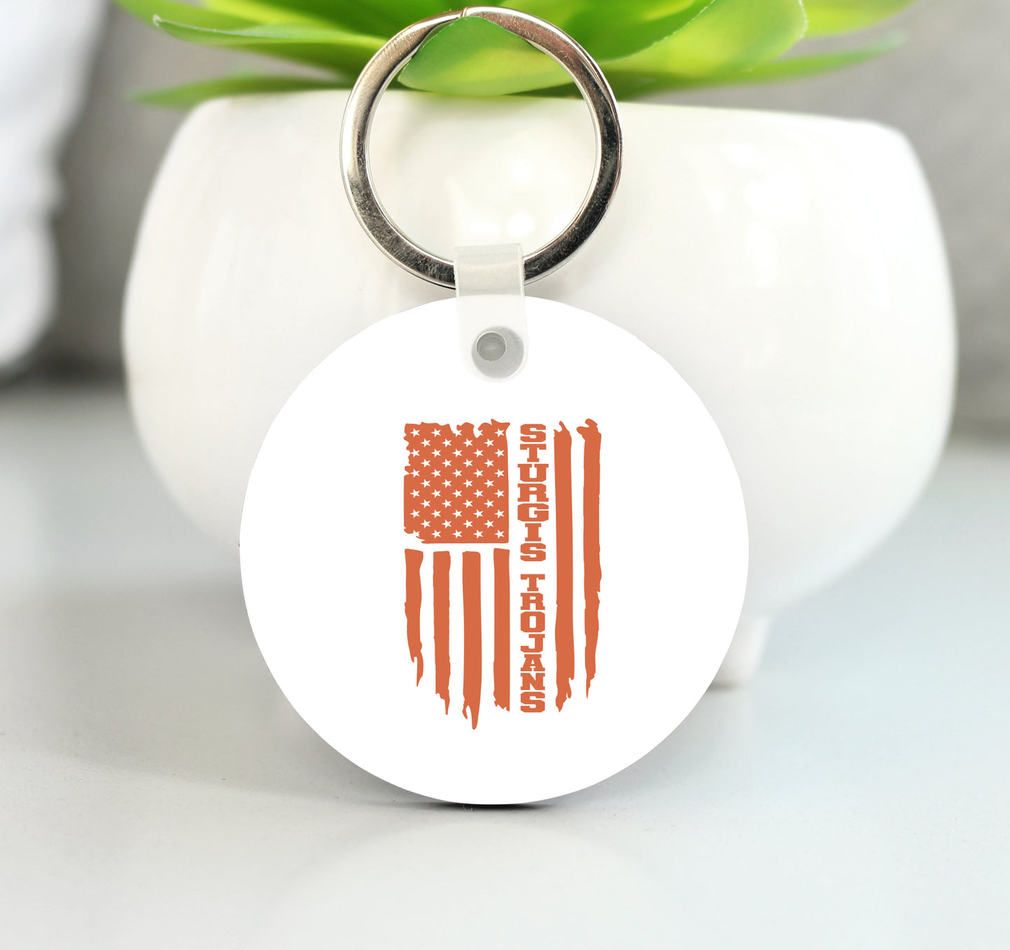 Sturgis Trojans Orange American Flag Key Chain