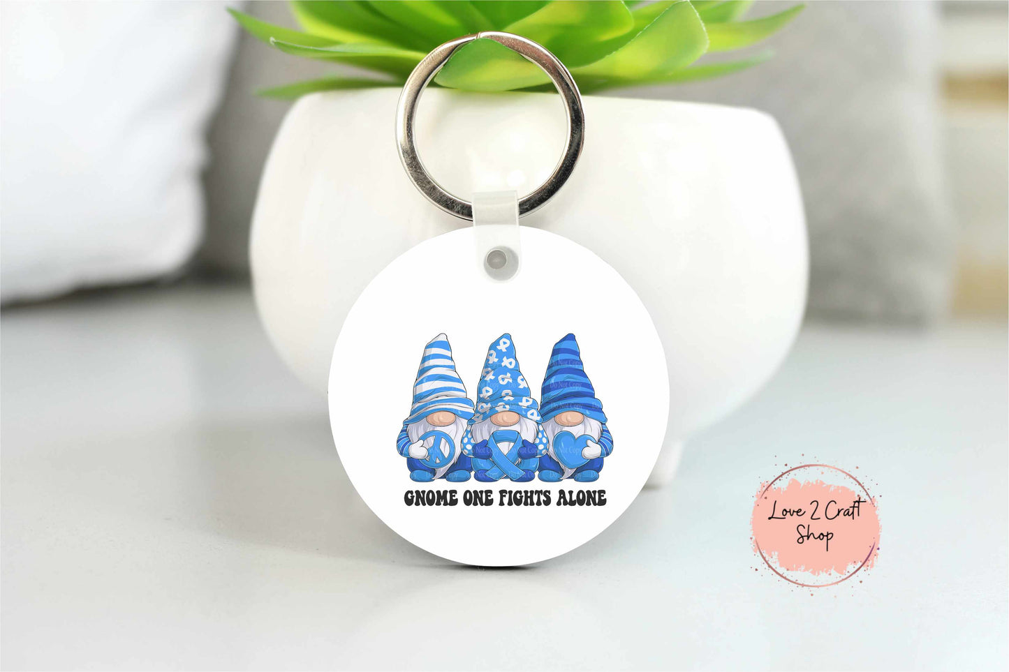 Colon Cancer Gnome One Fights Alone Key chain