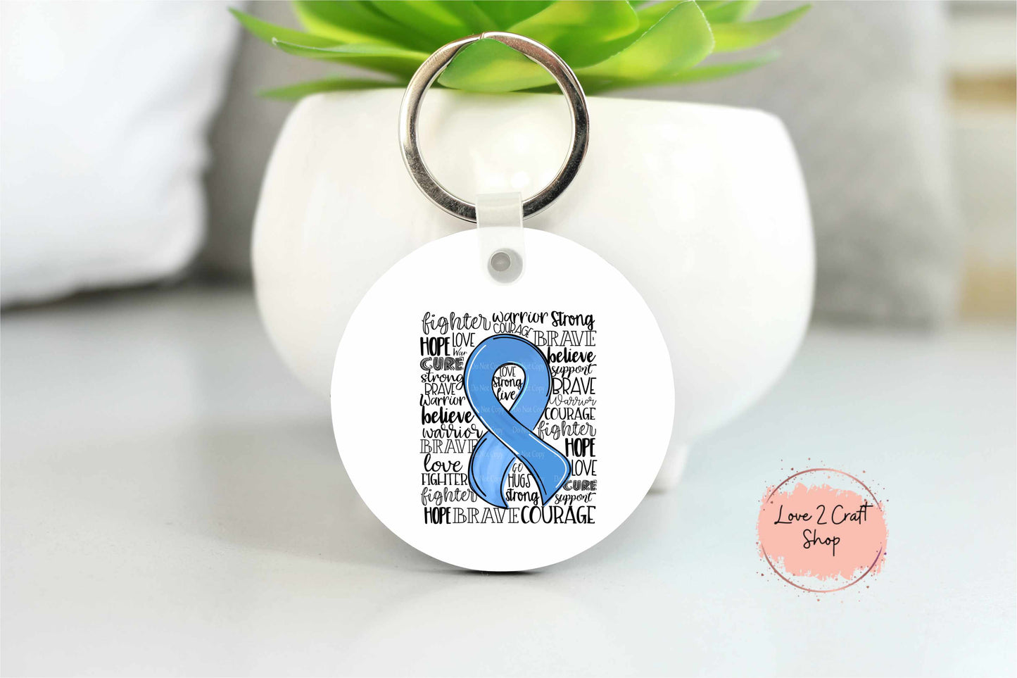 Colon Cancer ribbon typography Key chain