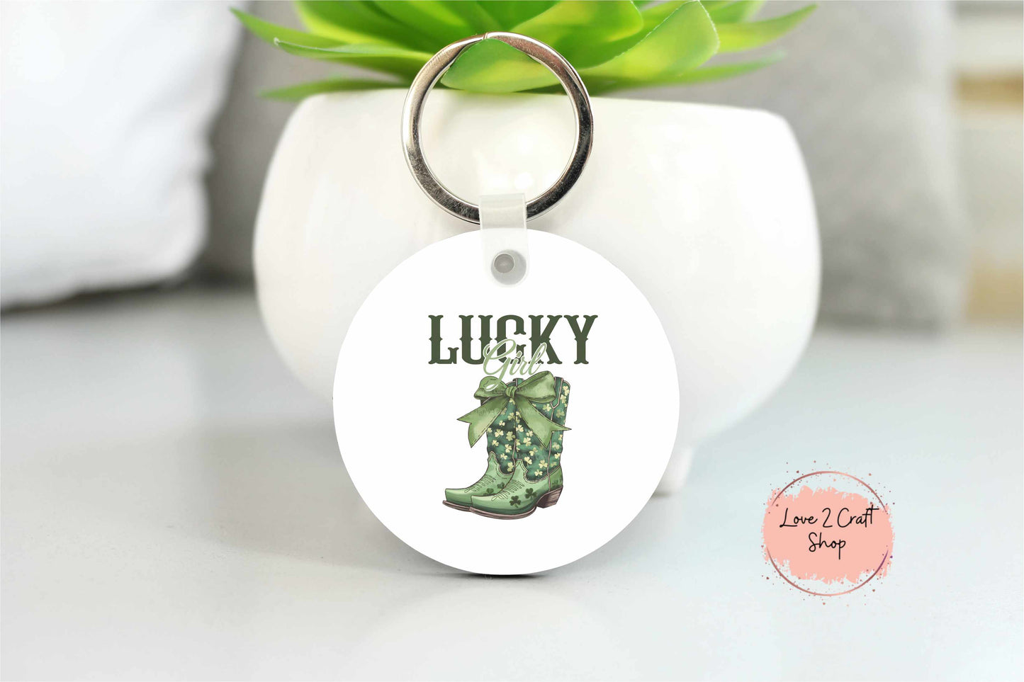Lucky Girl Cowboy Boots St. Patrick's Day Key chain