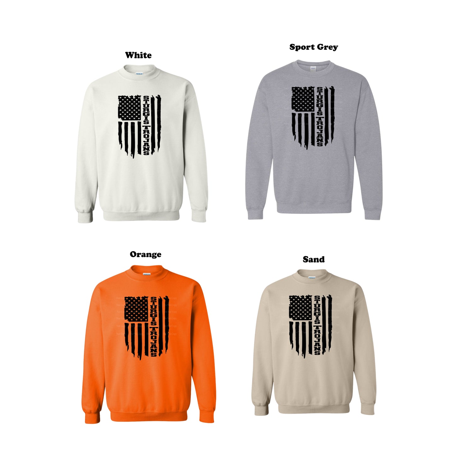 Sturgis Trojans black American Flag Crewneck Sweatshirt