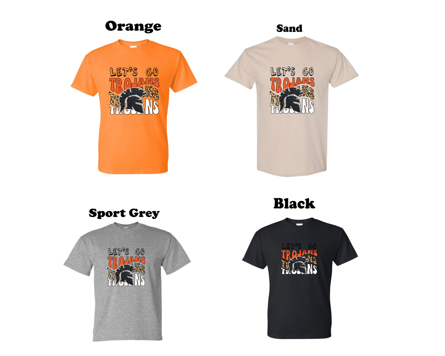 Let's Go Trojans School Spirit Leopard print Tee