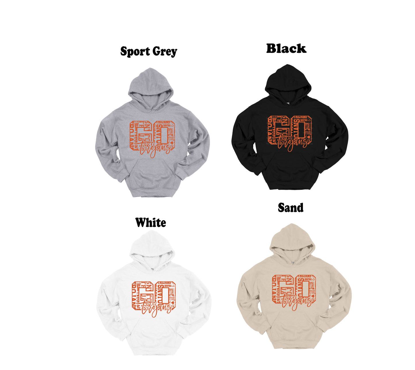 Go Trojans Orange Typography Hoodie