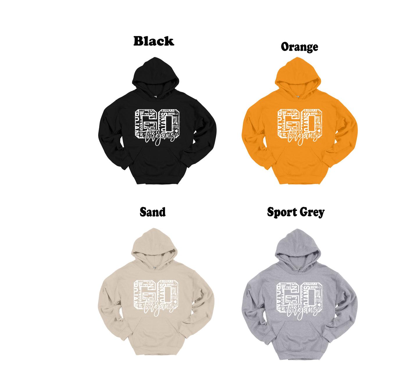 Go Trojans White Typography Hoodie