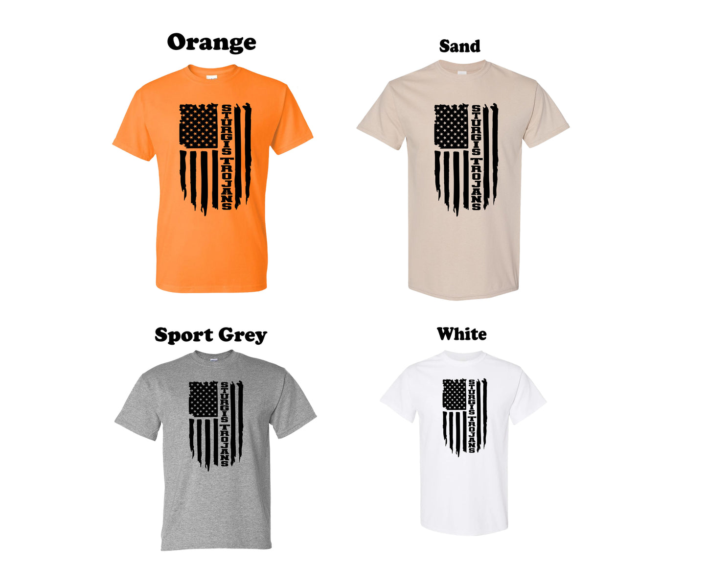 Sturgis Trojans Black American flag Tee