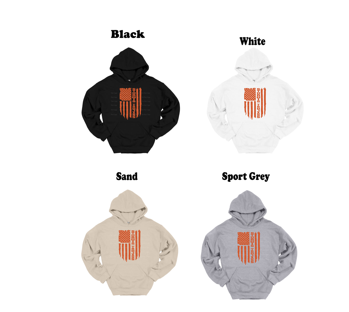 Sturgis Trojans Orange American Flag Hoodie