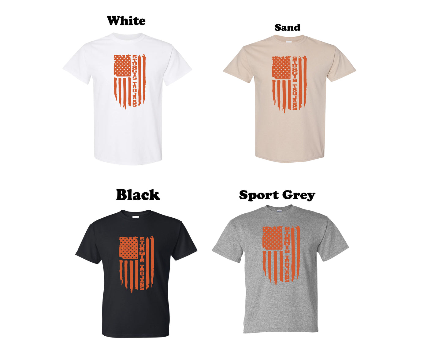 Sturgis Trojans Orange American Flag Tee