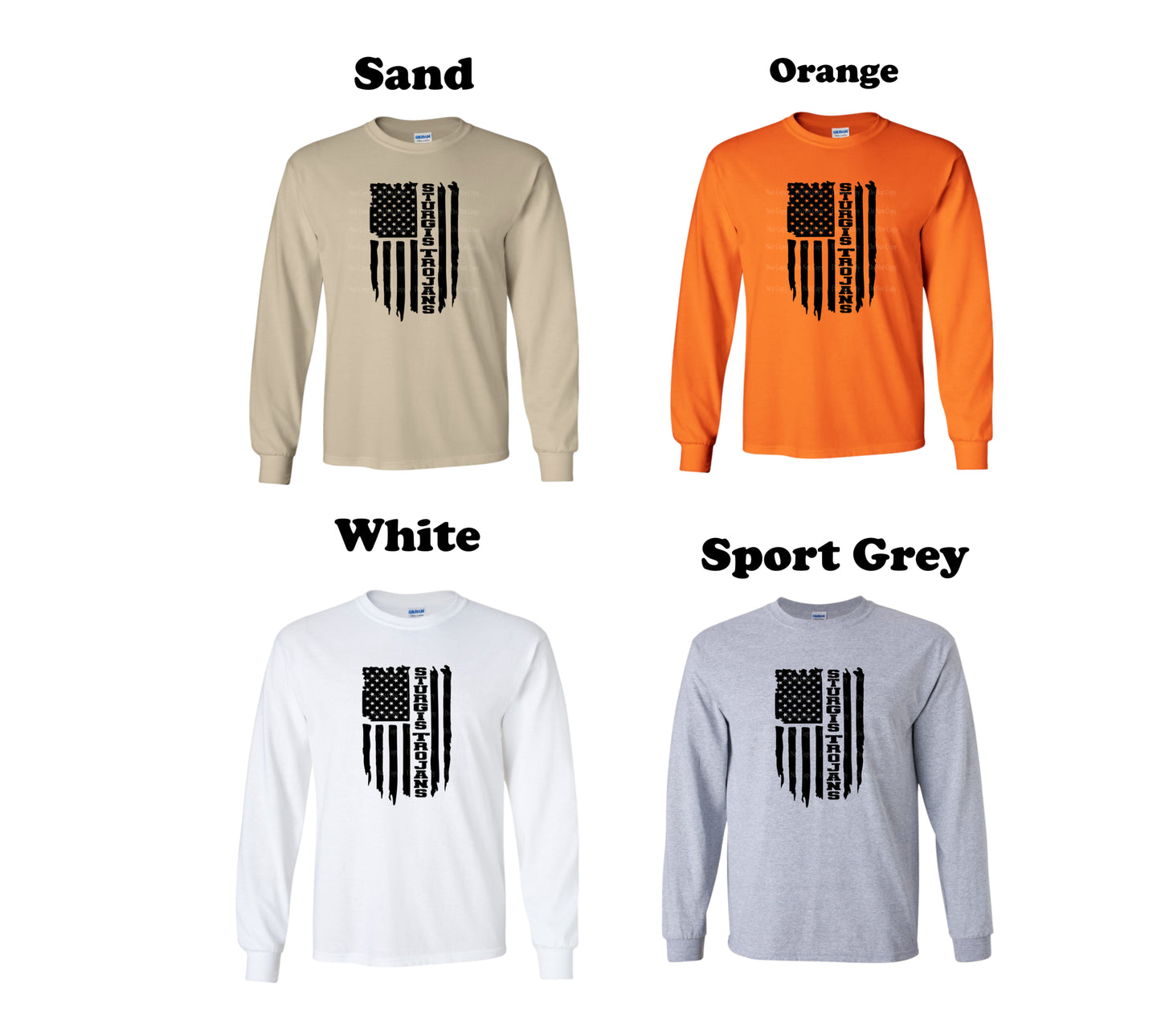 Sturgis Trojans Black American Flag Long Sleeve
