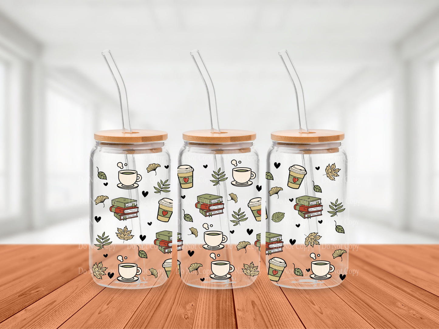 Coffee and Books Cold Brew Glass Tumbler