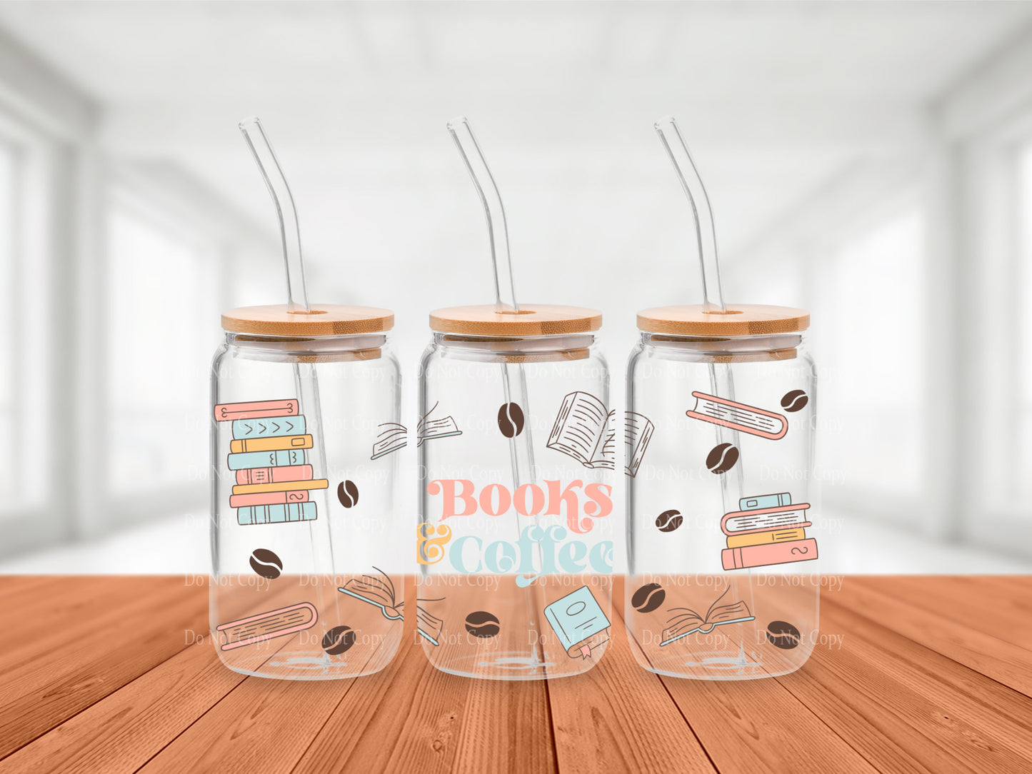 Coffee and Books Cold Brew Glass Tumbler #7