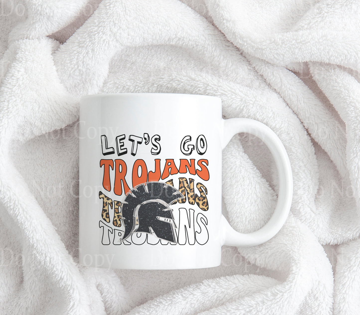 Let's Go Trojans School Spirit Leopard print Mug