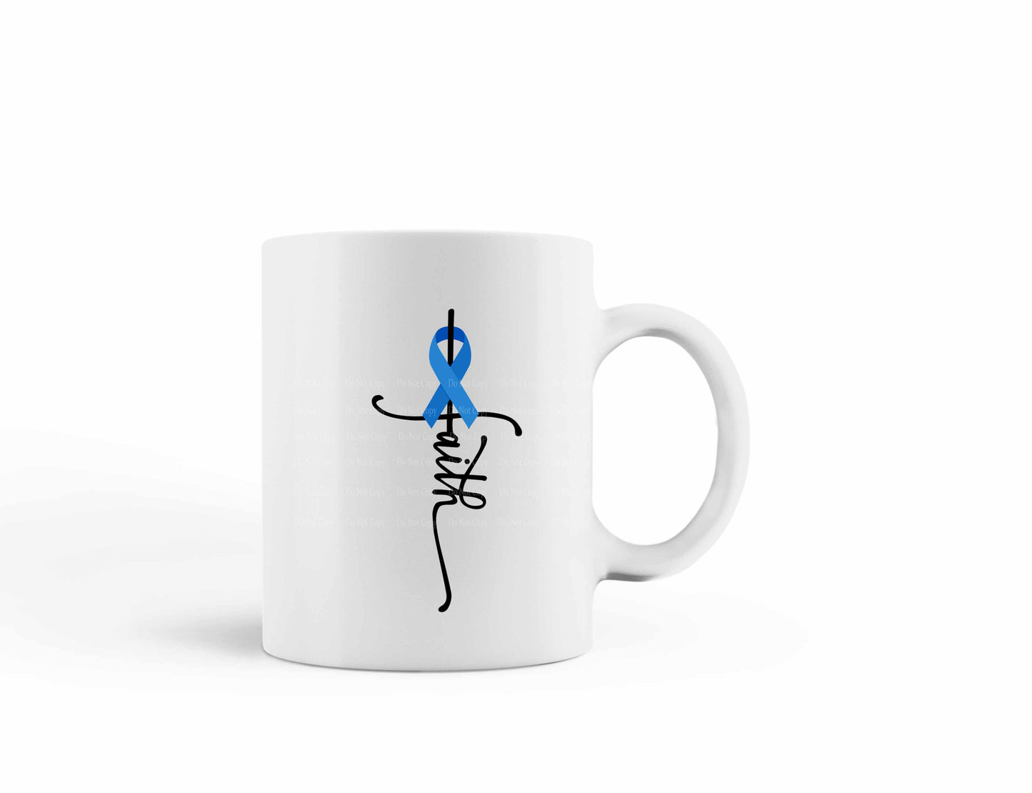 Colon Cancer Faith with Blue Ribbon Mug