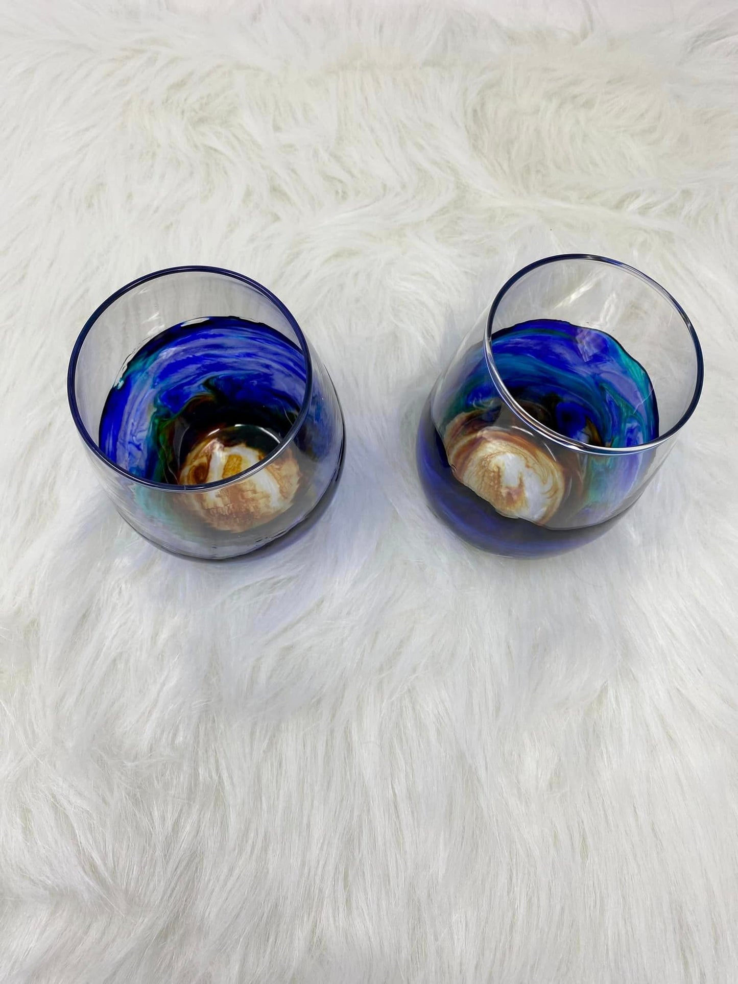 Ocean themed epoxy wine glasses 20 oz