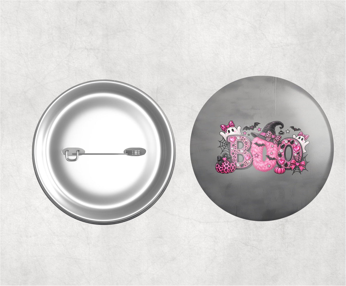 Pink BOO Halloween Button