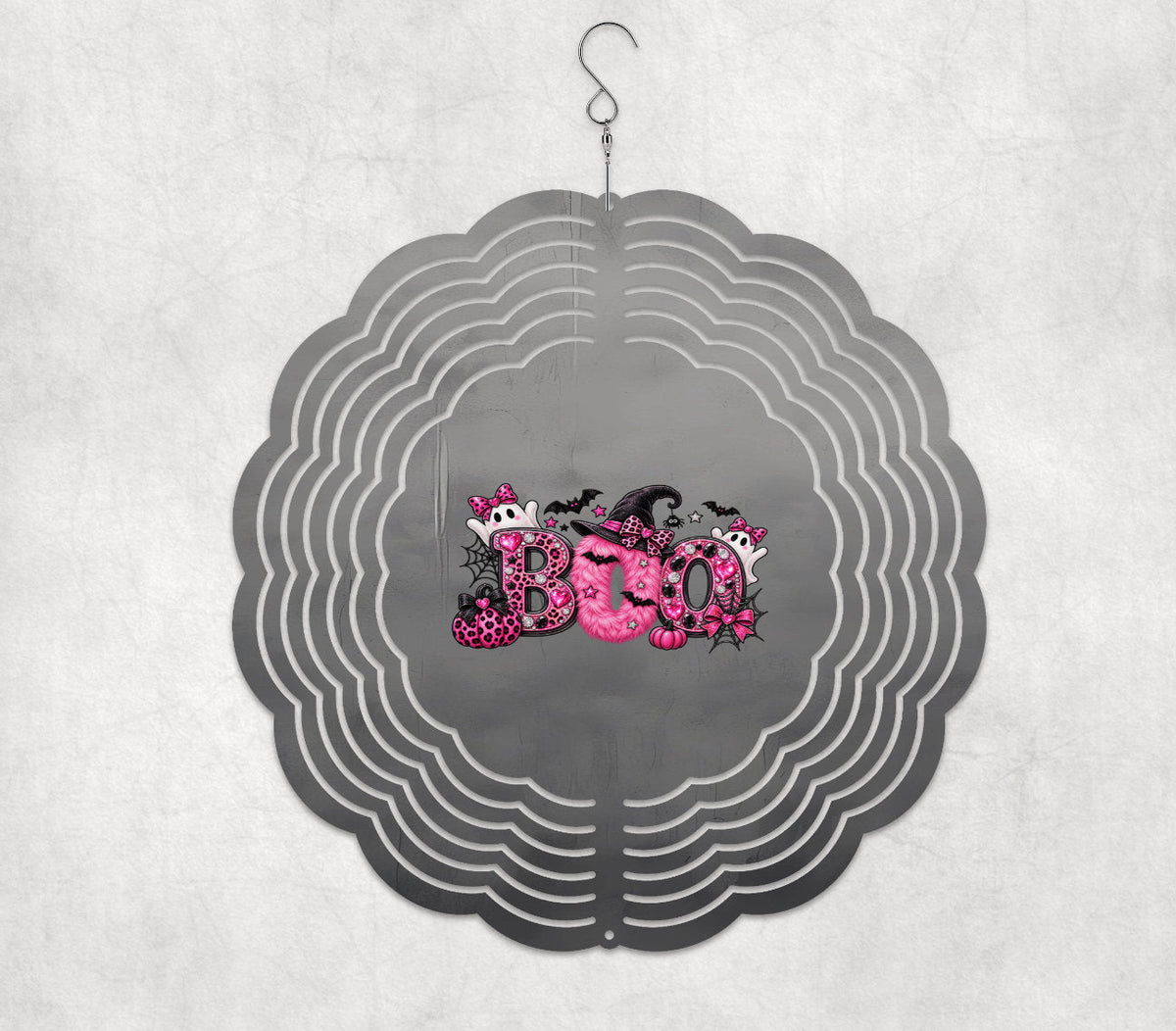 Pink BOO Halloween Wind Spinner